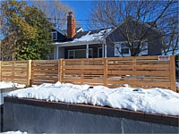 <b>3'h Cedar Horizontal Fence wDog Eared Post Mixed 1x6  1x4  & 1x2 Pickets Runners w Spacing with matching 5 foot walk gate</b>